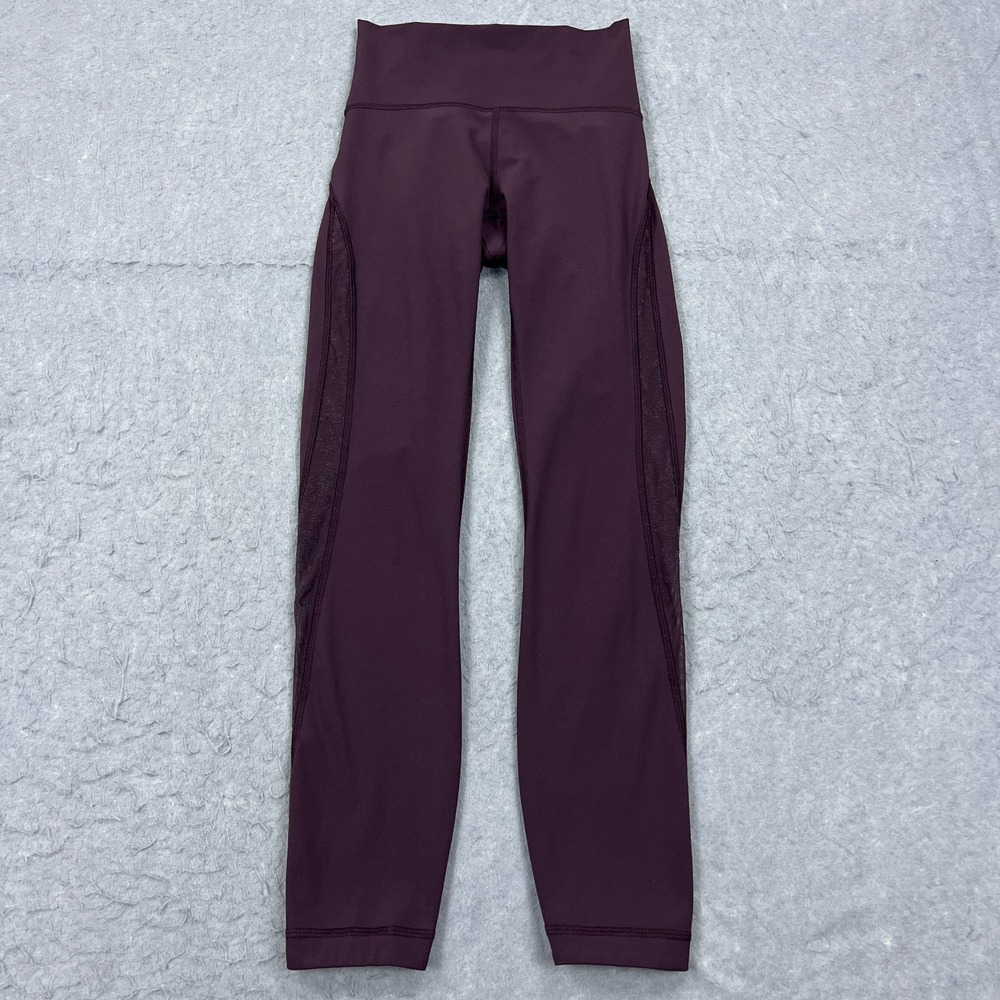 Lululemon Meant‎ To Move 7/8 Tight Women's 2 Purple Black Cherry Lace 25" W5ARHS